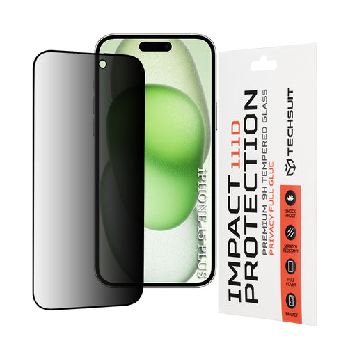 Folie de protectie pentru iPhone 15 Plus, Techsuit 111D Privacy Full Glue