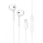 Lito Casti cu fir (LF01L), Lightning, Stereo, Half In-ear, cu HD Microfon, 1.2m, Alb