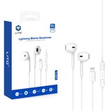 Lito Casti cu fir (LF01L), Lightning, Stereo, Half In-ear, cu HD Microfon, 1.2m, Alb