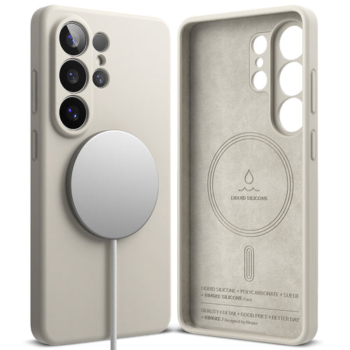 Husa pentru Samsung Galaxy S26 Ultra, Ringke Silicone MagSafe, crem