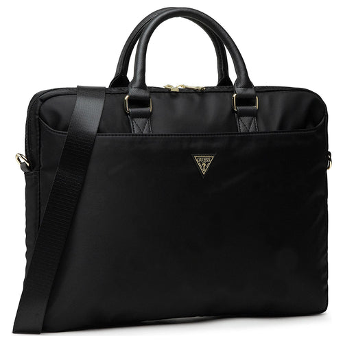 Geanta laptop Guess Nylon Logo triunghi (GUCB15NTMLBK), 16, Zipper Pocket, Detasabil Strap, Reglabil, negru