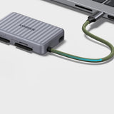Cititor de carduri UGREEN Card Reader (55886), Type-C to 2x SD, TF Card, Dual Connector, 170MB/s, Plug&Play, Integrat Cable, gri