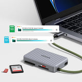 Cititor de carduri UGREEN Card Reader (55886), Type-C to 2x SD, TF Card, Dual Connector, 170MB/s, Plug&Play, Integrat Cable, gri