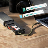 Cititor de carduri UGREEN Card Reader CM856 (55899), USB/Type-C to 6x SD, 2x TF, 1x Nano SIM, cu Memory Box, 170MB/s, Integrat Cable, gri