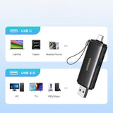 Cititor de carduri UGREEN Card Reader CM803 (65024), Type-C, USB to SD, TF Card, Dual Connector, 312MB/s, Plug&Play, negru
