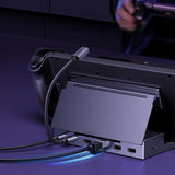 Hub USB UGREEN Docking station 6in1 (75126), cu Pliabil Stand, USB-C to HDMI 4K@120Hz, 2x USB-C, 2x USB, RJ45 1000Mbps, gri