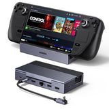 Hub USB UGREEN Docking station 6in1 (75126), cu Pliabil Stand, USB-C to HDMI 4K@120Hz, 2x USB-C, 2x USB, RJ45 1000Mbps, gri