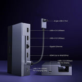 Hub USB UGREEN Docking station 6in1 (75126), cu Pliabil Stand, USB-C to HDMI 4K@120Hz, 2x USB-C, 2x USB, RJ45 1000Mbps, gri