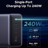 Statie de incarcare UGREEN Nexode X759 (55550B), GaN, Incarcare rapida, USB, 5x Type-C, PD 3.1, 500W, gri