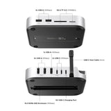 Hub USB UGREEN Docking station CM841 (65487), pentru Mac Mini M4, USB-C to 5x USB, 2x USB-C, SD/TF, M2 NVMe, 10Gbps, 8TB, 4cm, gri