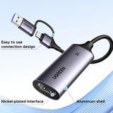 Adaptor UGREEN Video Capture Card CM629 (15389), USB/Type-C to HDMI, 2K@30Hz, Low Latency, Universal Compatibility