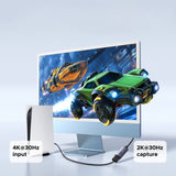 Adaptor UGREEN Video Capture Card CM629 (15389), USB/Type-C to HDMI, 2K@30Hz, Low Latency, Universal Compatibility