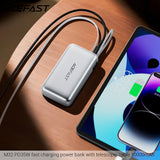 Baterie Externa Acefast (M32), cu Cablu Telescopic, Type-C, Incarcare Rapida, PD35W, 10000mAh, Argintiu