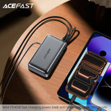 Baterie Externa Acefast (M34), cu Cablu Telescopic, Type-C, Incarcare Rapida, PD45W, 20000mAh, Argintiu