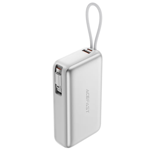 Baterie Externa Acefast (M34), cu Cablu Telescopic, Type-C, Incarcare Rapida, PD45W, 20000mAh, Argintiu