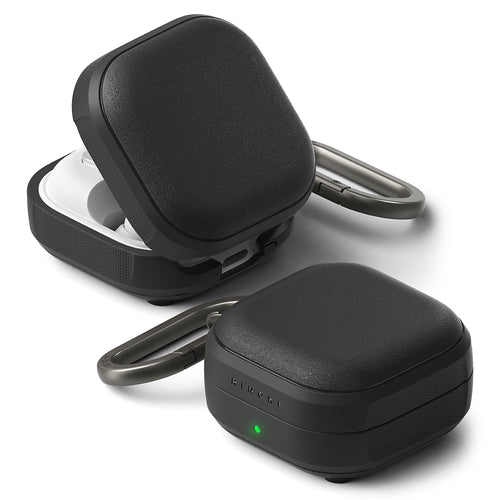 Husa pentru pentru Samsung Galaxy Buds 4 / Buds 4 Pro, Non-Slip Texture, Carabiner Hole, Ringke, negru