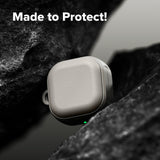 Husa pentru pentru Samsung Galaxy Buds 4 / Buds 4 Pro, Non-Slip Texture, Carabiner Hole, Ringke, gri
