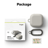 Husa pentru pentru Samsung Galaxy Buds 4 / Buds 4 Pro, Non-Slip Texture, Carabiner Hole, Ringke, gri