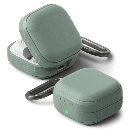Husa pentru pentru Samsung Galaxy Buds 4 / Buds 4 Pro, Non-Slip Texture, Carabiner Hole, Ringke, verde