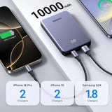 Baterie externa UGREEN PB507 (75131B), Incarcare rapida, Afisaj digital, USB, Type-C, 22.5W, 10000mAh, gri