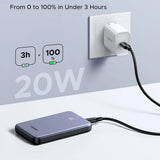 Baterie externa UGREEN PB507 (75131B), Incarcare rapida, Afisaj digital, USB, Type-C, 22.5W, 10000mAh, gri