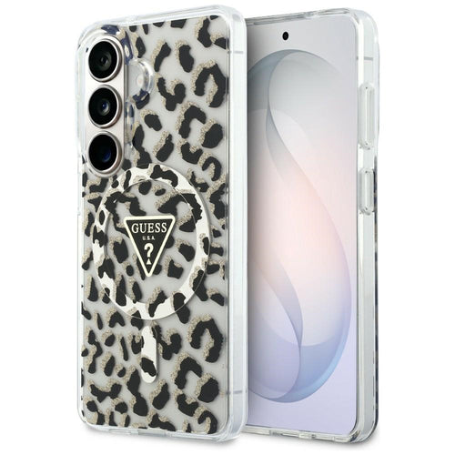 Husa pentru Samsung Galaxy S26, Guess IML Leopard Print Triangle MagSafe (GUHMS26SHLEGTGLK), negru