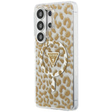 Husa pentru Samsung Galaxy S26 Ultra, Guess IML Leopard Print Triangle MagSafe (GUHMS26LHLEGTGLW), maro