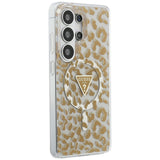 Husa pentru Samsung Galaxy S26 Ultra, Guess IML Leopard Print Triangle MagSafe (GUHMS26LHLEGTGLW), maro