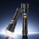 Yesido Flashlight (TC10), Telescopic Zoom, White Laser LED, 5x Modes, reincarcabil, afisaj digital, 4W, 800mAh, Negru