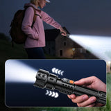 Yesido Flashlight (TC10), Telescopic Zoom, White Laser LED, 5x Modes, reincarcabil, afisaj digital, 4W, 800mAh, Negru
