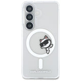 Husa pentru Samsung Galaxy S26, Karl Lagerfeld IML Choupette Peekaboo Logo MagSafe (KLHMS26S6HCPSCT), alb