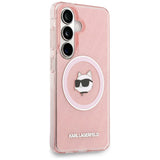 Husa pentru Samsung Galaxy S26 Plus, Karl Lagerfeld IML Choupette Head on KL Repeated Logo MagSafe (KLHMS26MHMKBCHOP), roz