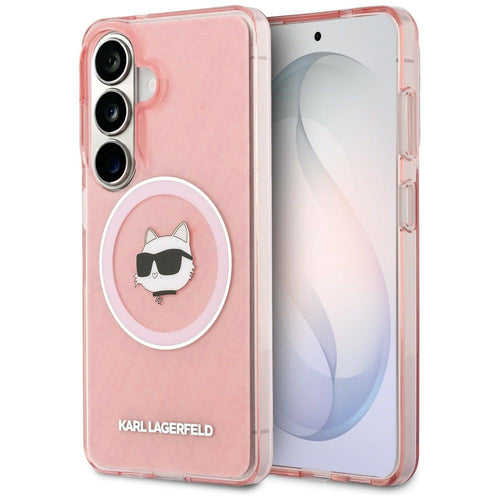 Husa pentru Samsung Galaxy S26 Plus, Karl Lagerfeld IML Choupette Head on KL Repeated Logo MagSafe (KLHMS26MHMKBCHOP), roz
