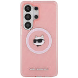 Husa pentru Samsung Galaxy S26 Ultra, Karl Lagerfeld IML Choupette Head on KL Repeated Logo MagSafe (KLHMS26LHMKBCHOP), roz