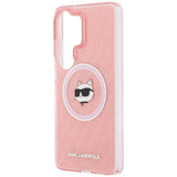 Husa pentru Samsung Galaxy S26 Ultra, Karl Lagerfeld IML Choupette Head on KL Repeated Logo MagSafe (KLHMS26LHMKBCHOP), roz
