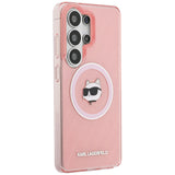 Husa pentru Samsung Galaxy S26 Ultra, Karl Lagerfeld IML Choupette Head on KL Repeated Logo MagSafe (KLHMS26LHMKBCHOP), roz