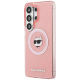Husa pentru Samsung Galaxy S26 Ultra, Karl Lagerfeld IML Choupette Head on KL Repeated Logo MagSafe (KLHMS26LHMKBCHOP), roz