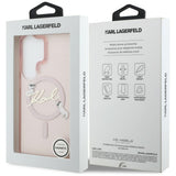 Husa pentru Samsung Galaxy S26 Ultra, Karl Lagerfeld IML Choupette Karl Script Logo MagSafe (KLHMS26L5HKSCAP), roz