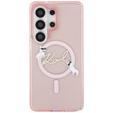 Husa pentru Samsung Galaxy S26 Ultra, Karl Lagerfeld IML Choupette Karl Script Logo MagSafe (KLHMS26L5HKSCAP), roz