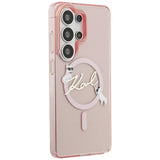 Husa pentru Samsung Galaxy S26 Ultra, Karl Lagerfeld IML Choupette Karl Script Logo MagSafe (KLHMS26L5HKSCAP), roz