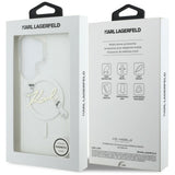Husa pentru Samsung Galaxy S26 Ultra, Karl Lagerfeld IML Choupette Karl Script Logo MagSafe (KLHMS26L5HKSCAH), alb