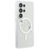 Husa pentru Samsung Galaxy S26 Ultra, Karl Lagerfeld IML Choupette Karl Script Logo MagSafe (KLHMS26L5HKSCAH), alb