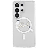 Husa pentru Samsung Galaxy S26 Ultra, Karl Lagerfeld IML Choupette Karl Script Logo MagSafe (KLHMS26L5HKSCAH), alb