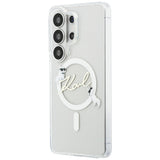 Husa pentru Samsung Galaxy S26 Ultra, Karl Lagerfeld IML Choupette Karl Script Logo MagSafe (KLHMS26L5HKSCAH), alb