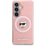 Husa pentru Samsung Galaxy S26, Karl Lagerfeld IML Choupette Head on KL Repeated Logo MagSafe (KLHMS26SHMKBCHOP), roz