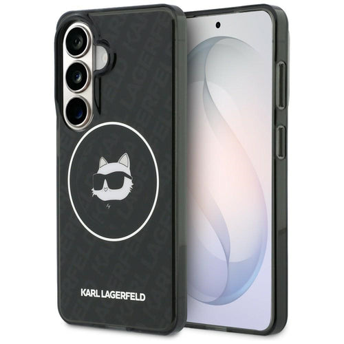 Husa pentru Samsung Galaxy S26, Karl Lagerfeld IML Choupette Head on KL Repeated Logo MagSafe (KLHMS26SHMKBCHOK), negru