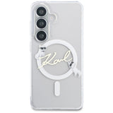 Husa pentru Samsung Galaxy S26, Karl Lagerfeld IML Choupette Karl Script Logo MagSafe (KLHMS26S5HKSCAH), alb