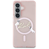 Husa pentru Samsung Galaxy S26, Karl Lagerfeld IML Choupette Karl Script Logo MagSafe (KLHMS26S5HKSCAP), roz