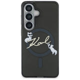 Husa pentru Samsung Galaxy S26, Karl Lagerfeld IML Choupette Karl Script Logo MagSafe (KLHMS26S5HKSCAK), argintiu
