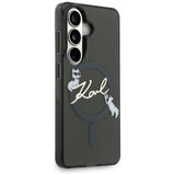 Husa pentru Samsung Galaxy S26, Karl Lagerfeld IML Choupette Karl Script Logo MagSafe (KLHMS26S5HKSCAK), argintiu
